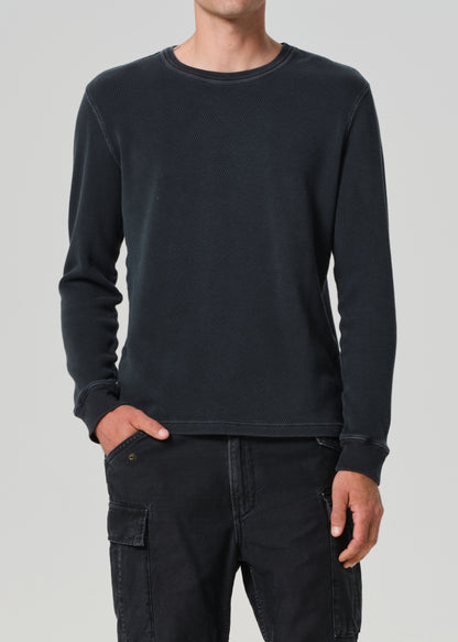 Waffle Crewneck in Charred Cedar front