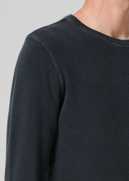 Waffle Crewneck in Charred Cedar detail