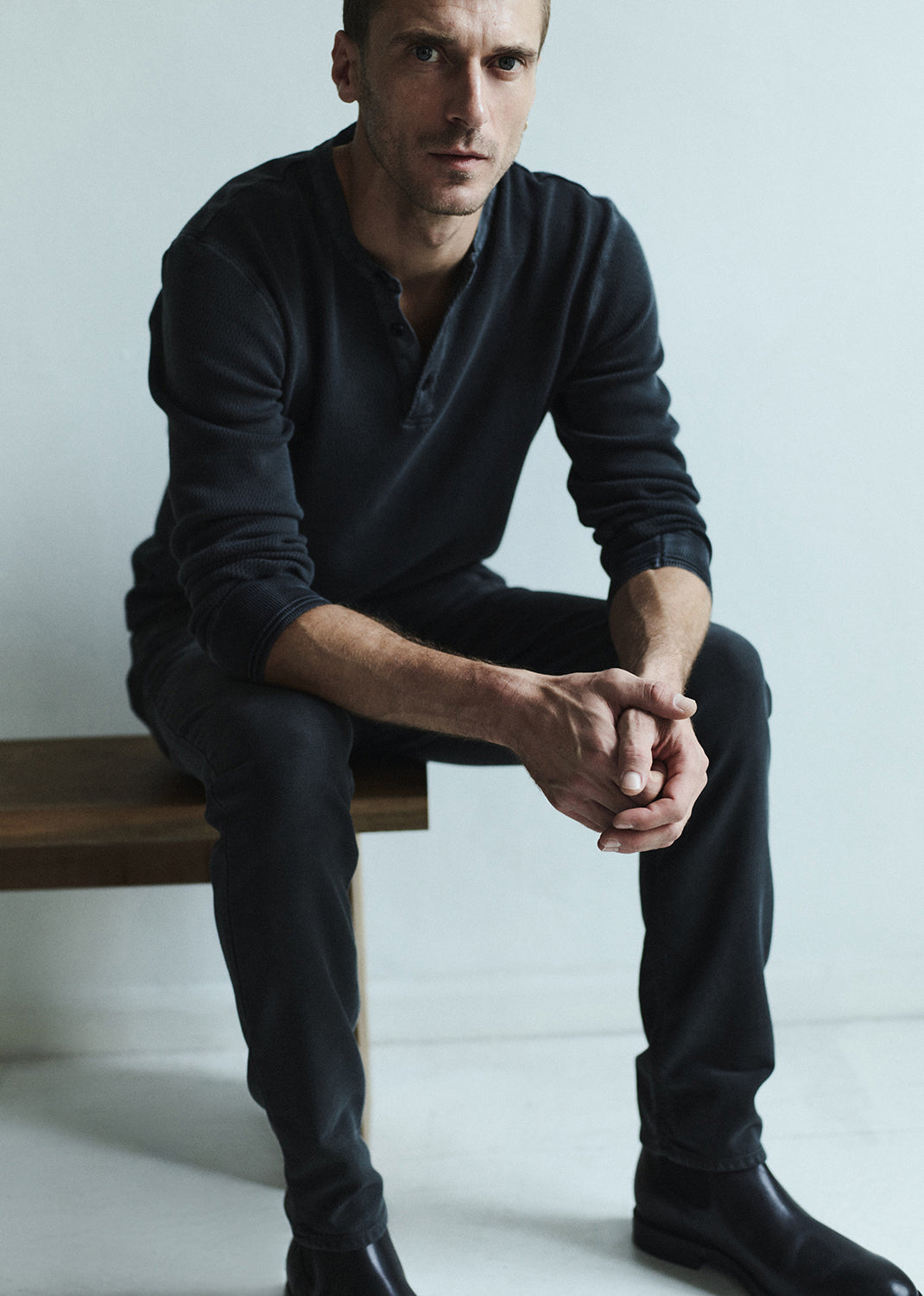 Waffle Crewneck in Charred Cedar