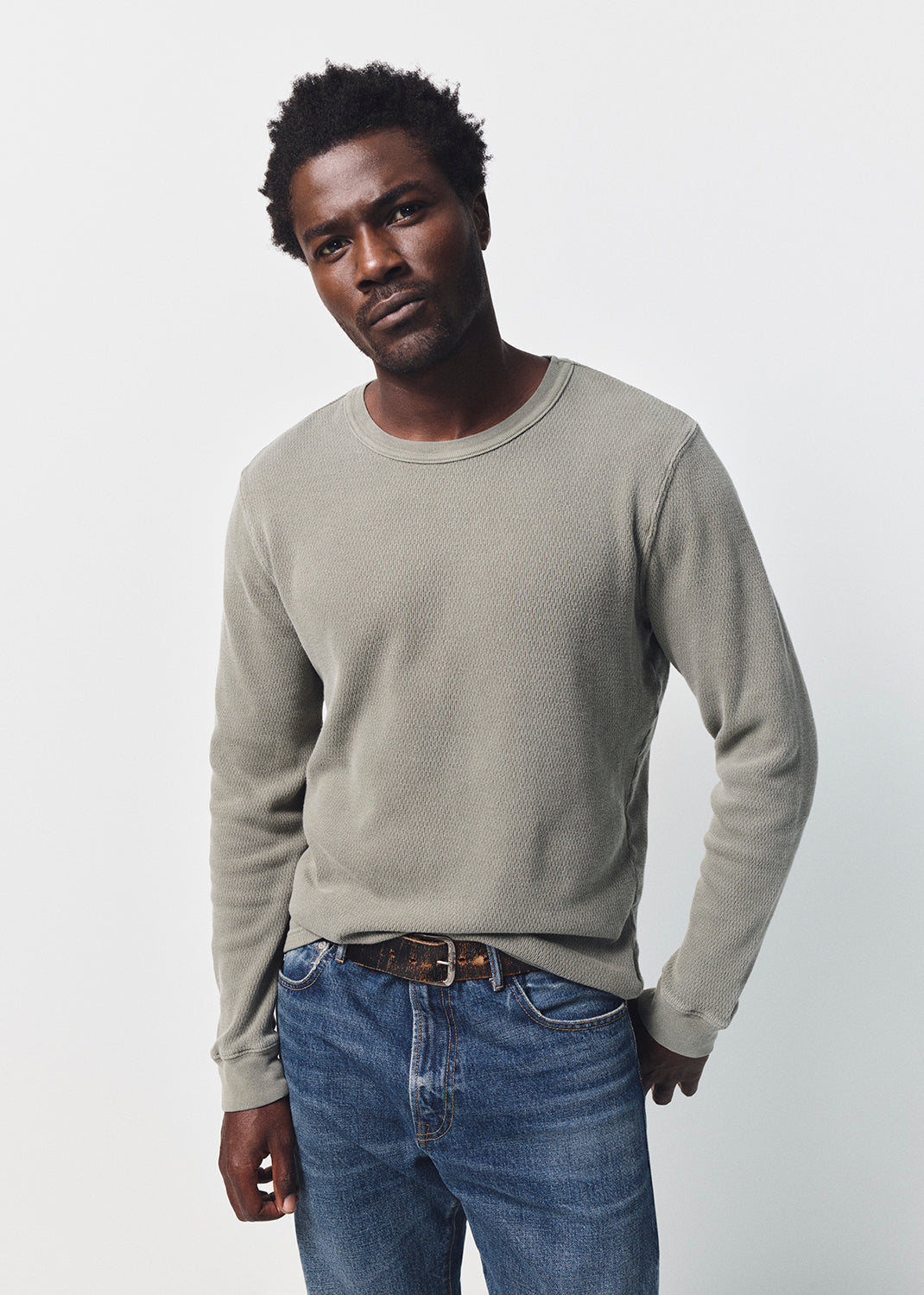 Waffle Crewneck in Fatigue