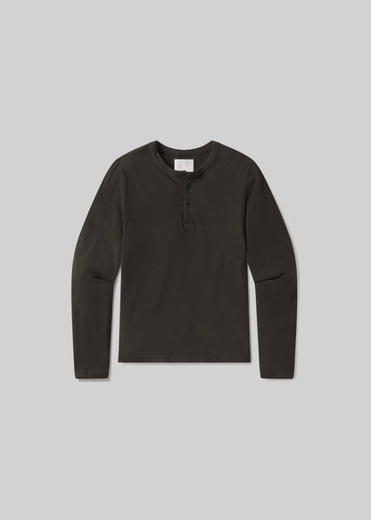 Three Button Henley in Forrest flat