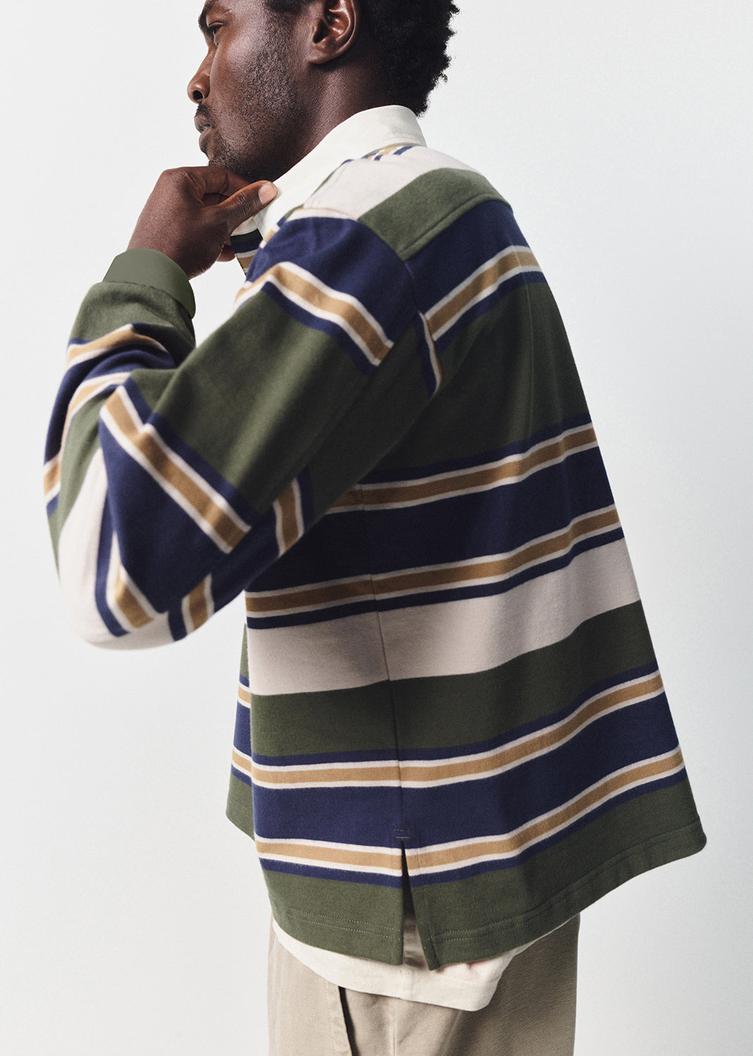 Rugby Shirt in Green Rugby Stripe