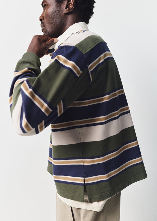 Rugby Shirt in Green Rugby Stripe