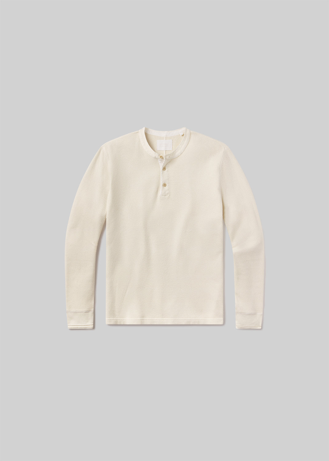 Waffle Three Button Henley in Plaster FLAT