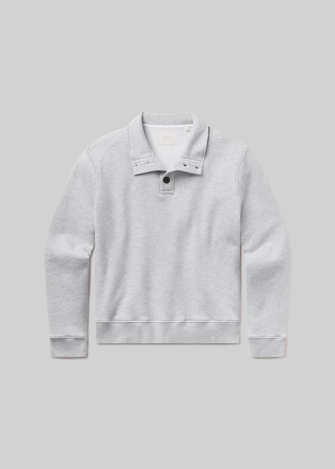 Heather grey long sleeve half-button pullover, front product view