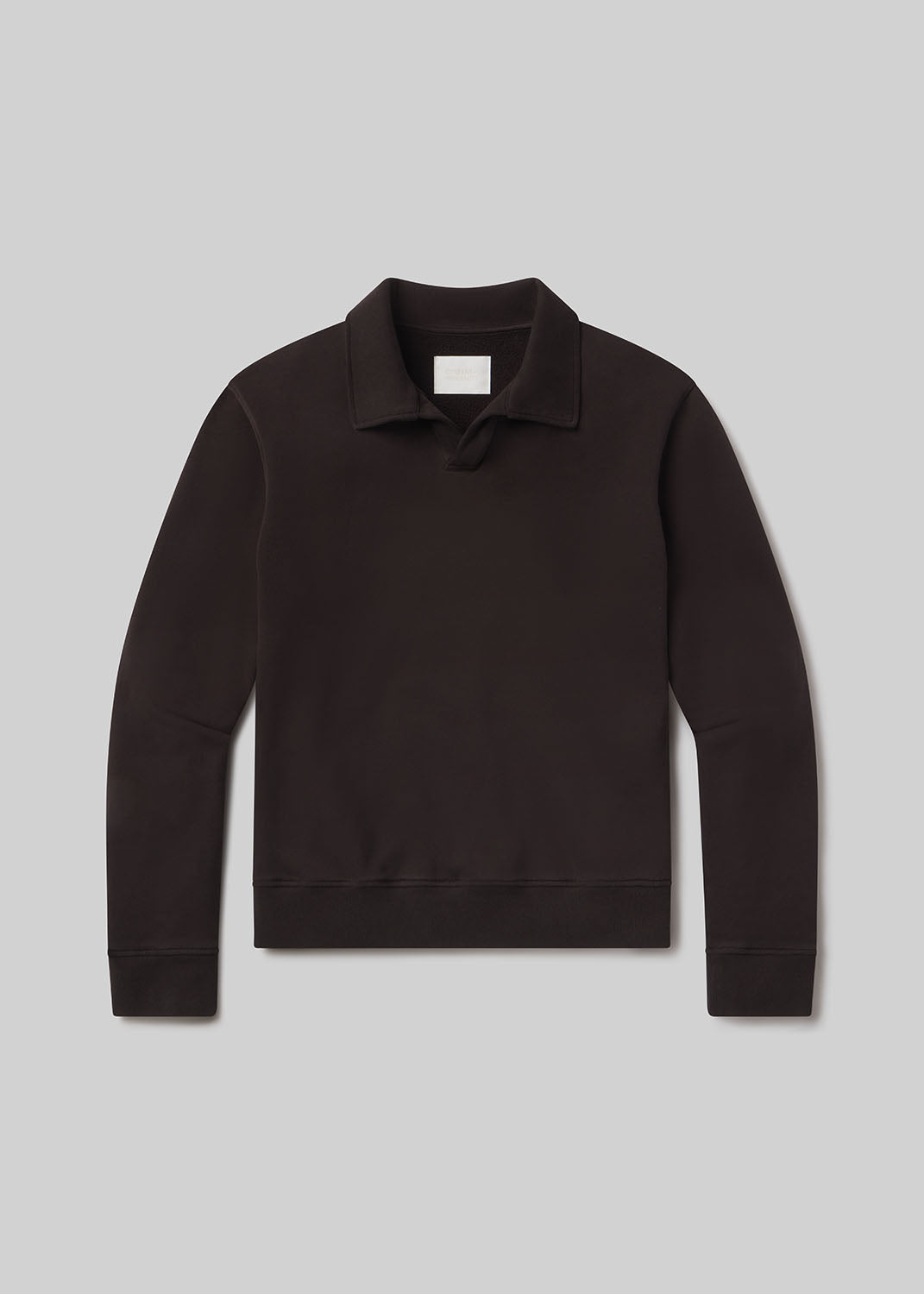 Carob rugby pullover on grey background