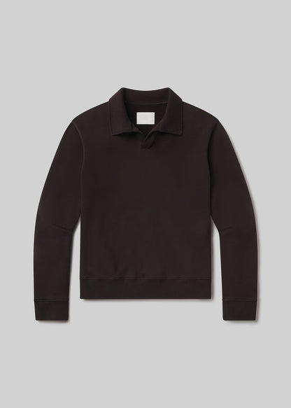 Carob rugby pullover on grey background