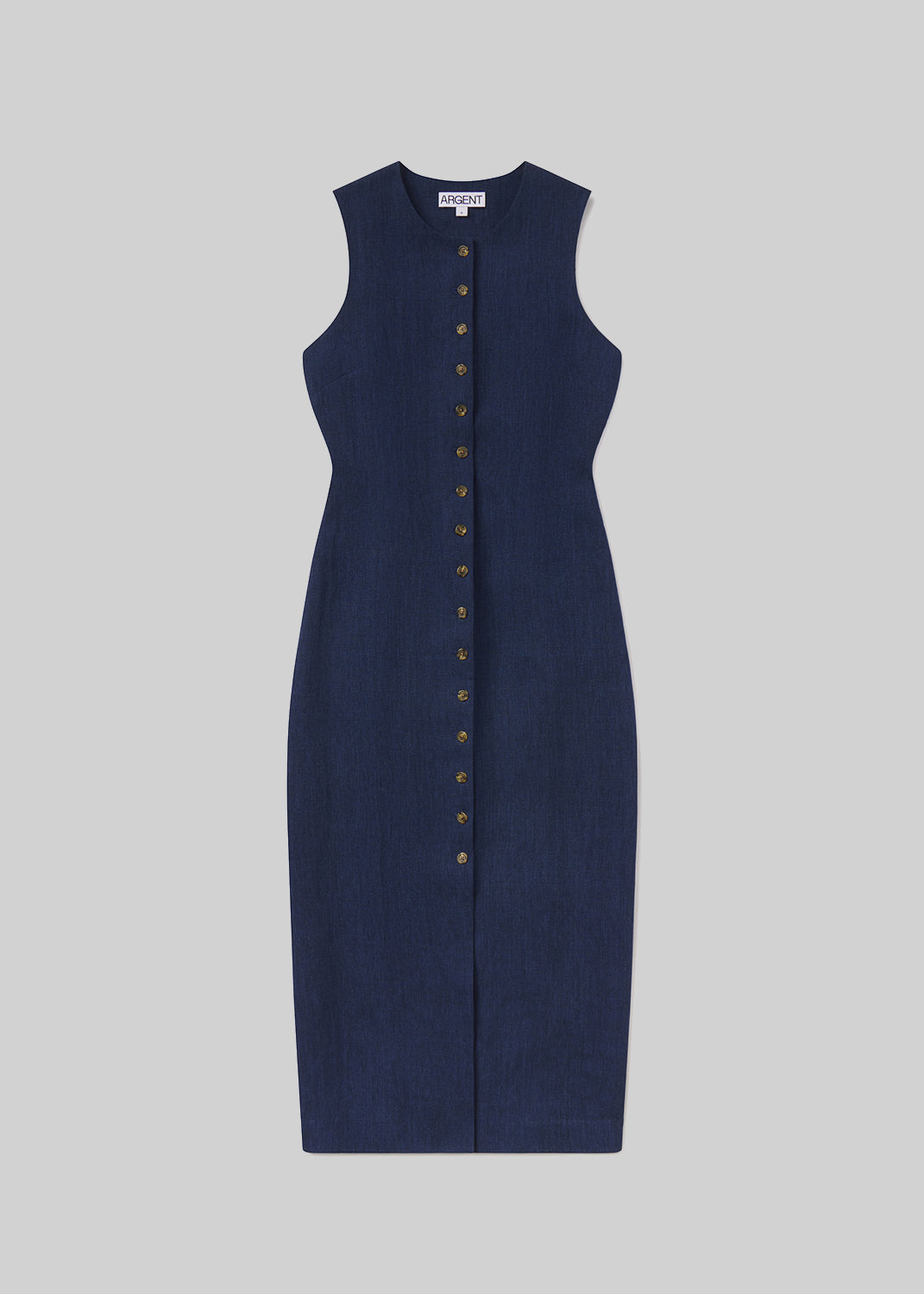 Button Dress in Linen | Women's Dresses | Argent 2 / Denim Button Dress in Linen | Women's Dresses | Argent 2 / Denim
