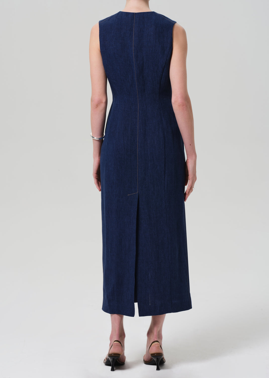 Button Dress in Linen | Women's Dresses | Argent 2 / Denim Button Dress in Linen | Women's Dresses | Argent 2 / Denim