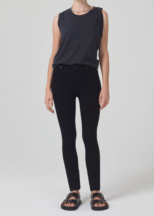 Chrissy High Rise Skinny in Plush Black front
