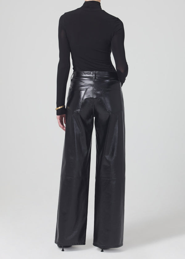 Annina High Rise Wide Leg 33" Patent Leather Pants in Black back
