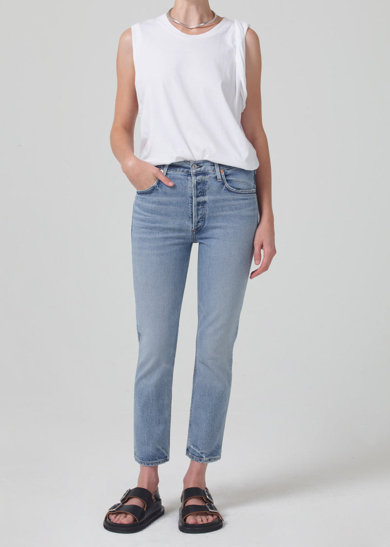 Charlotte High Rise Crop Straight in Dalia front