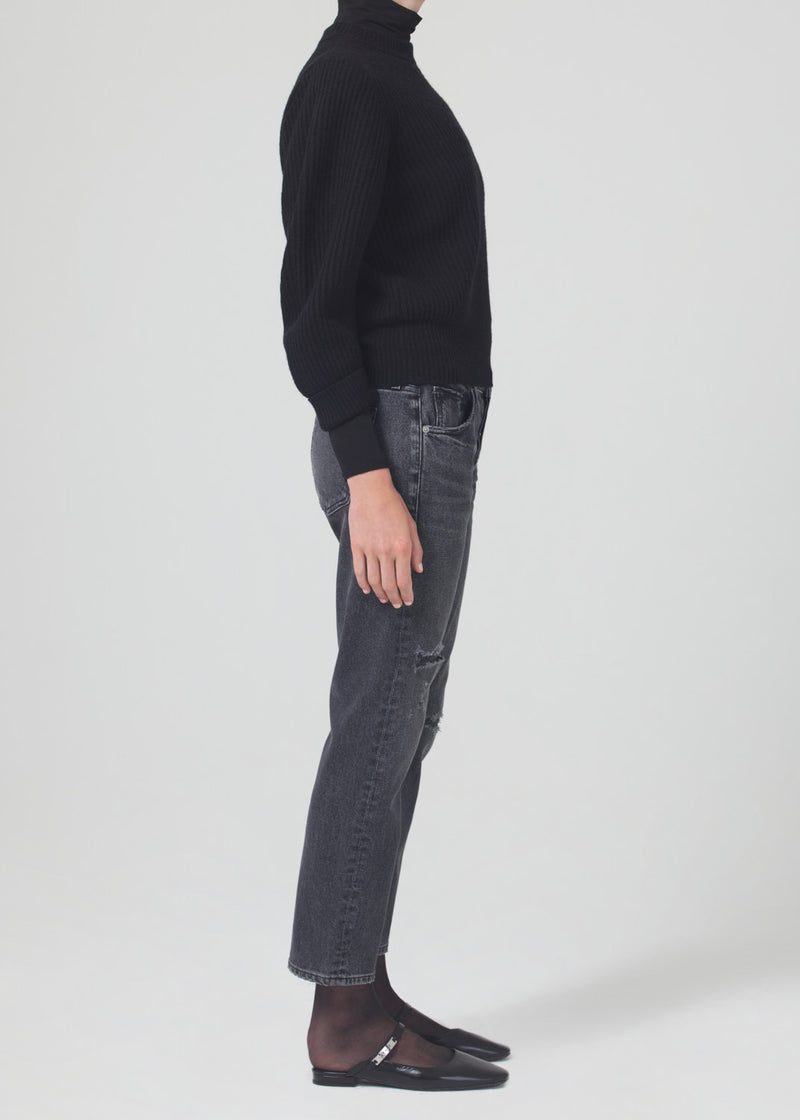 Emerson Mid Rise Relaxed Jeans 27" in Black Pepper side
