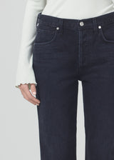 Emery Crop Relaxed Straight Jeans in Licorice detail