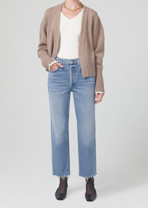 Emery Crop Relaxed Straight Jeans in Crescent front