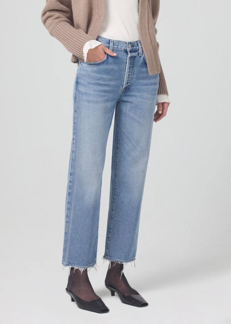 Emery Crop Relaxed Straight Jeans in Crescent front