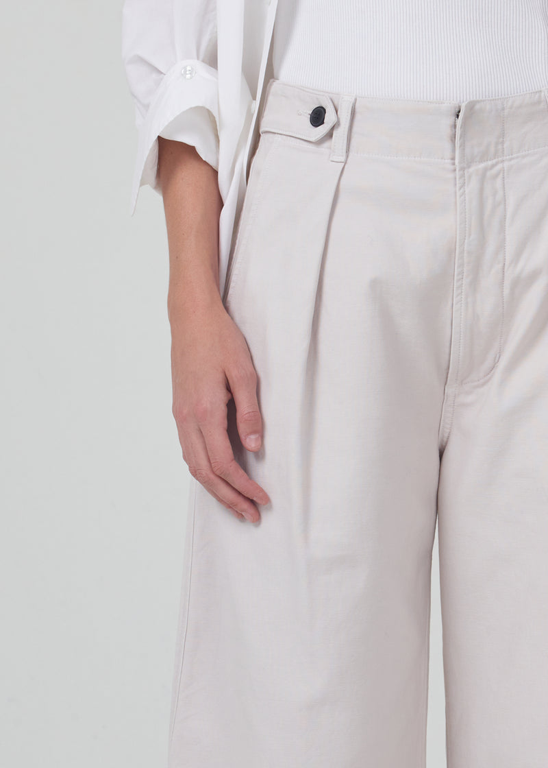 100% Linen Crop Pants Size Small 32X25 Ivory High Rise Wide Leg Comfy USA