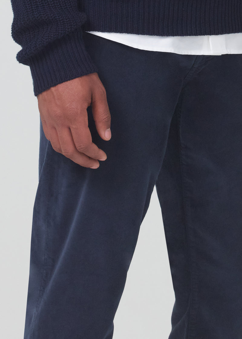 London Slim Taper Velvet Pants in Odyssey detail