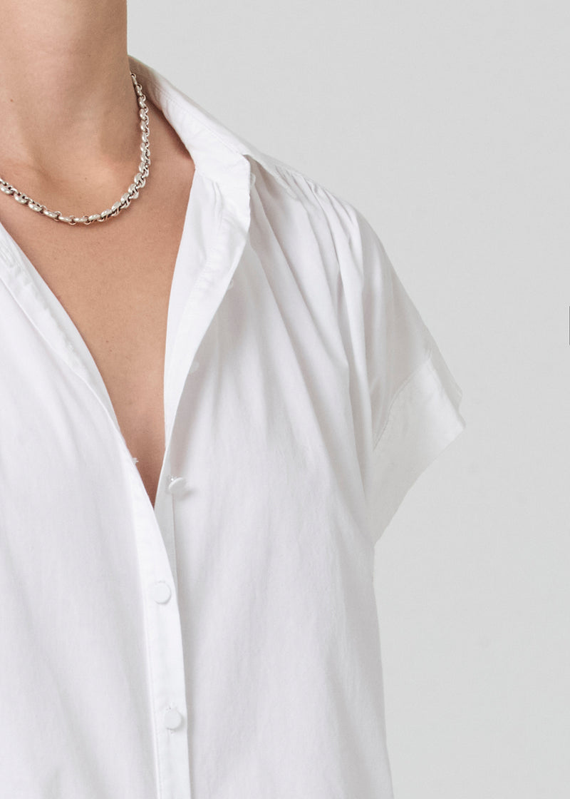 Penny Short Sleeve Blouse in White detail