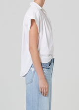 Penny Short Sleeve Blouse in White side