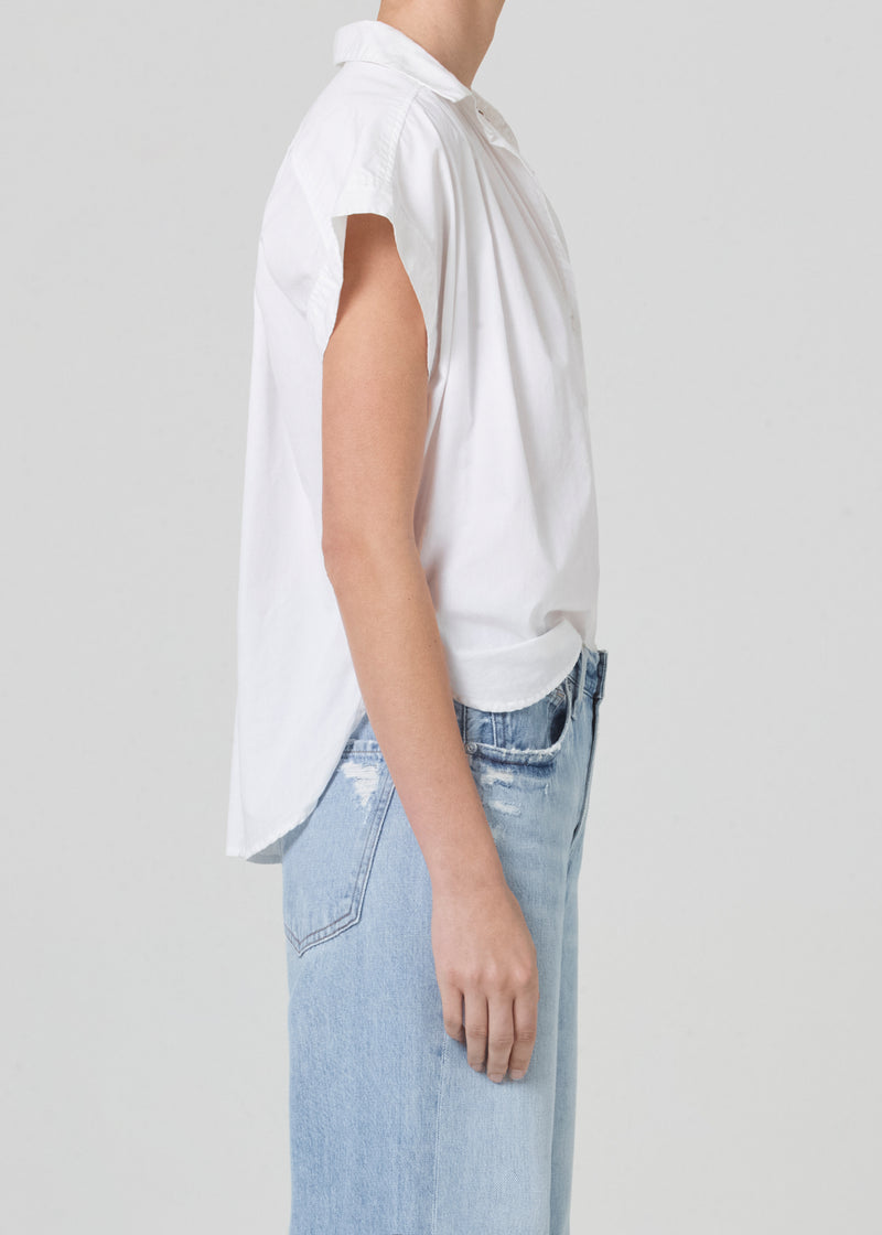 Penny Short Sleeve Blouse in White side