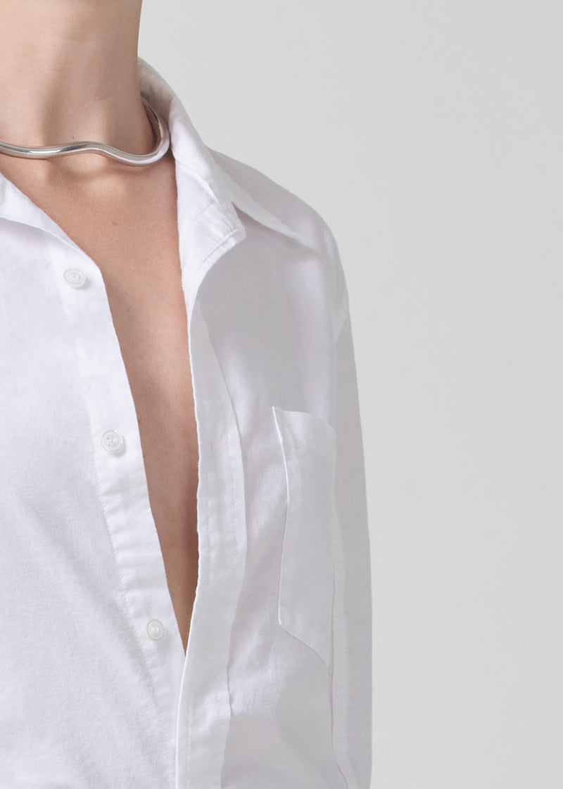 Shrunken Kayla Shirt in Oxford White detail