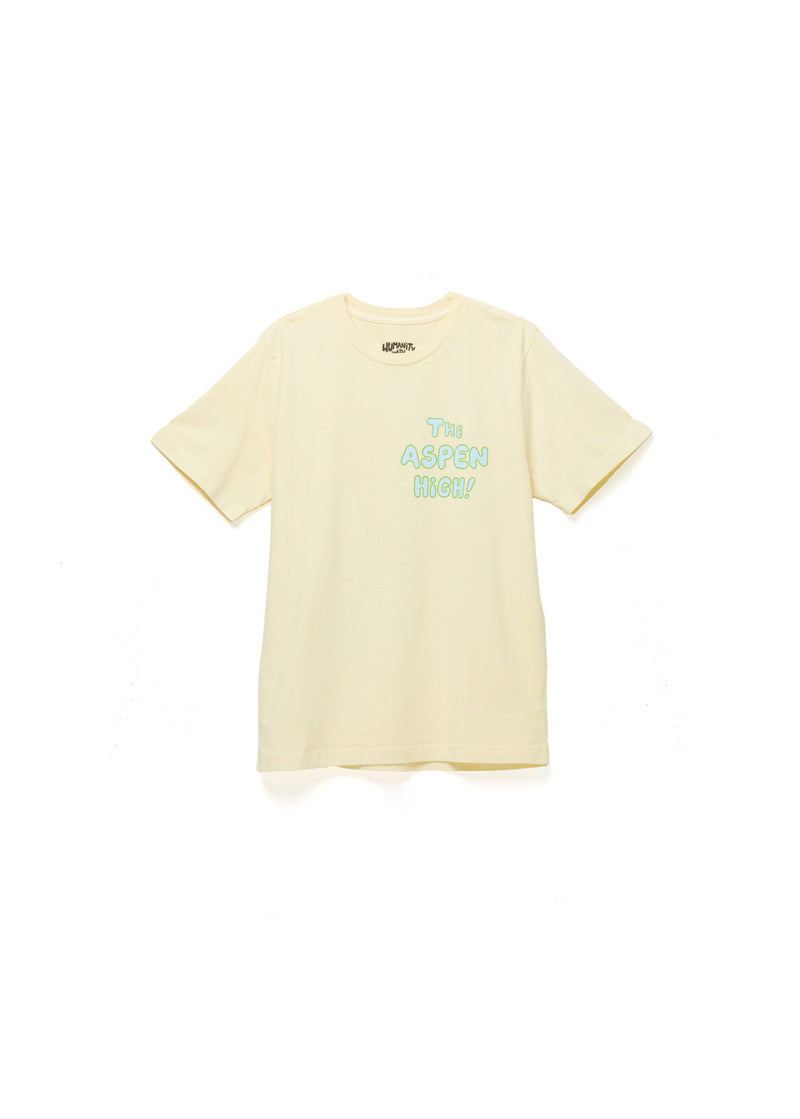The Haas Brothers Aspen Adult Unisex Short Sleeve Tee in Lemon bfront