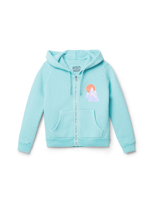 Green There Done That "ASPEN" Unisex Kids Zip Up Hoodie in Blue front